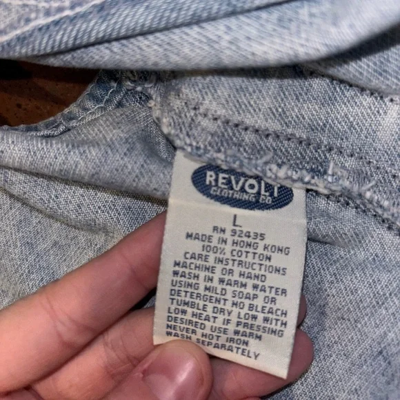 Revolt Denim Vest Large‎ – Vintage Light Wash Jean Vest 100% Cotton Y2K Retro - Picture 6 of 6